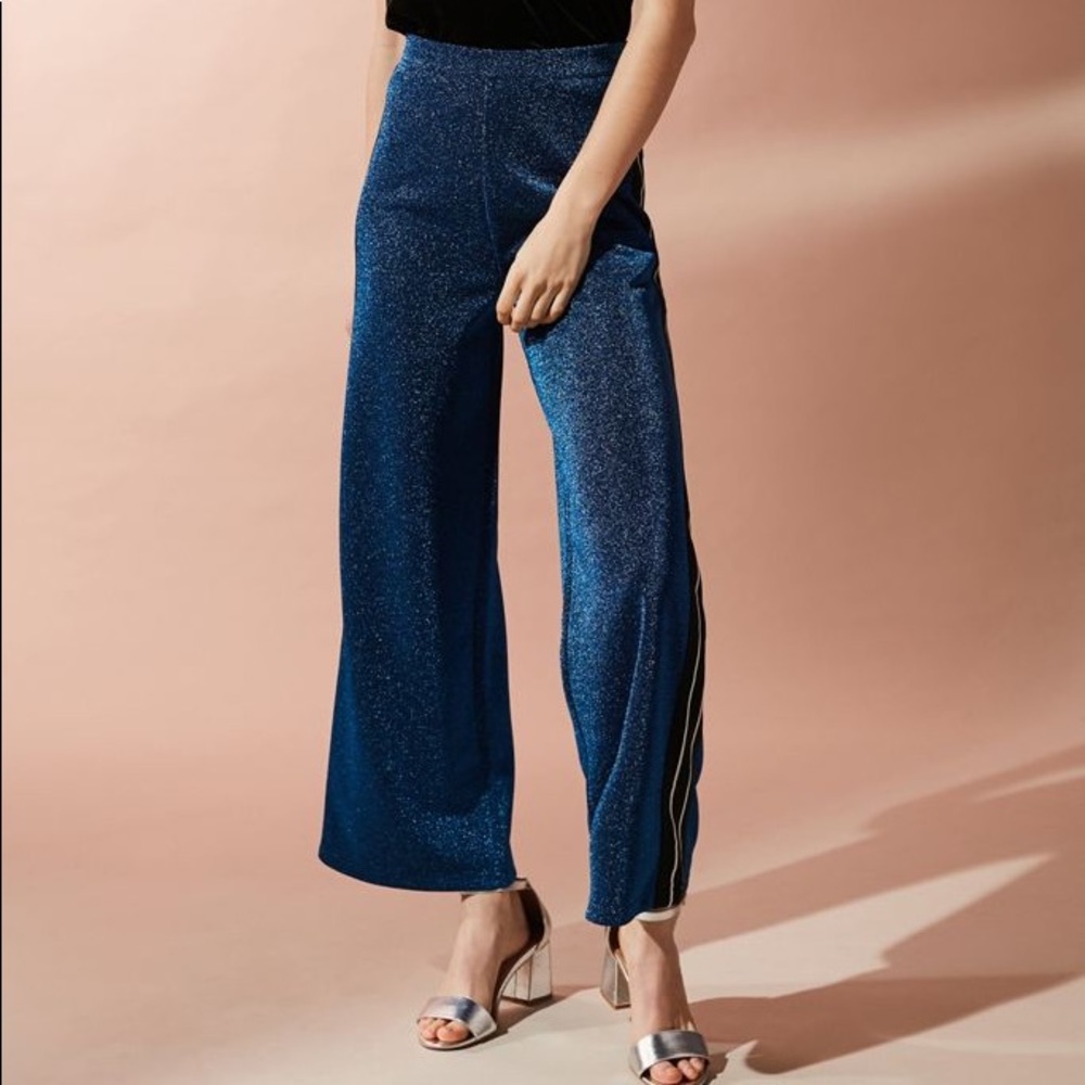 UO High-Rise Sparkle Striped Culotte Pant